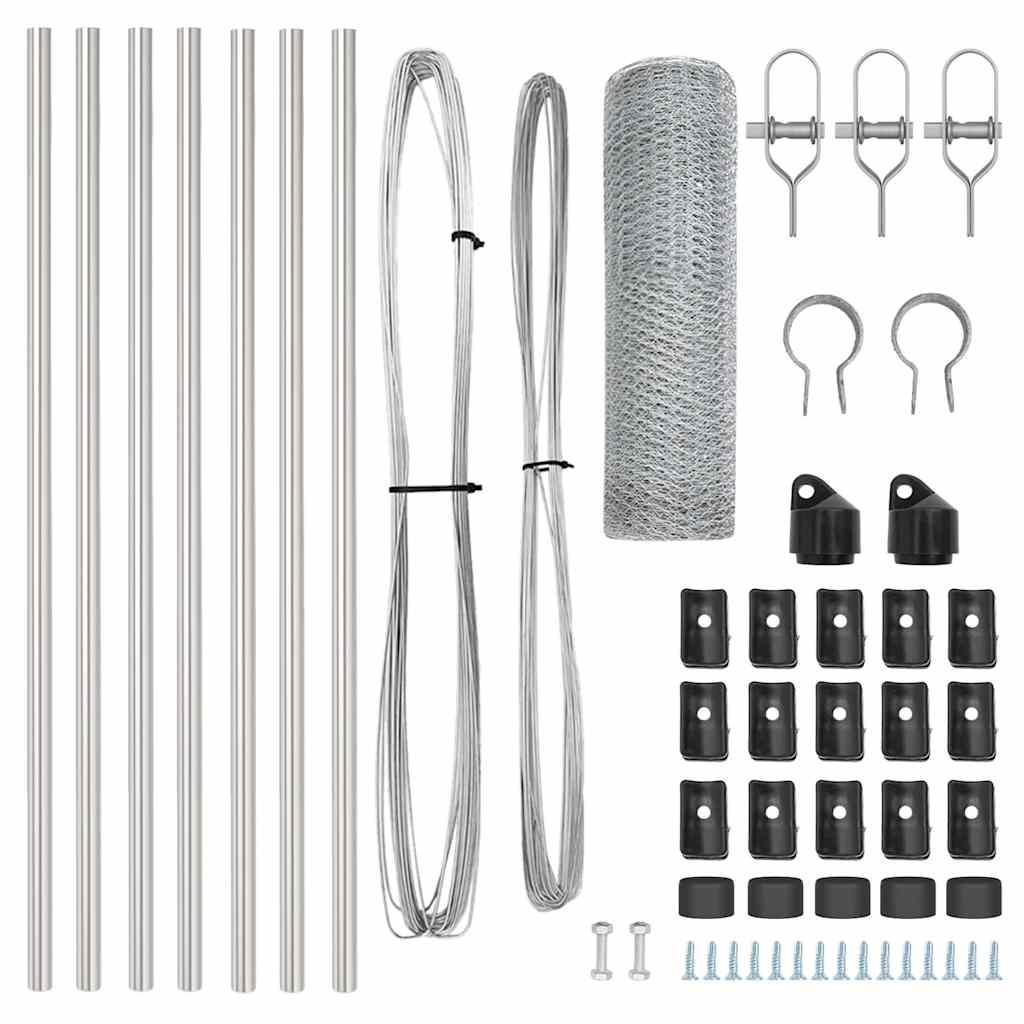 Hexagonal Fence Ground Fix 10 x 0.6 m Galvanised Steel Silver