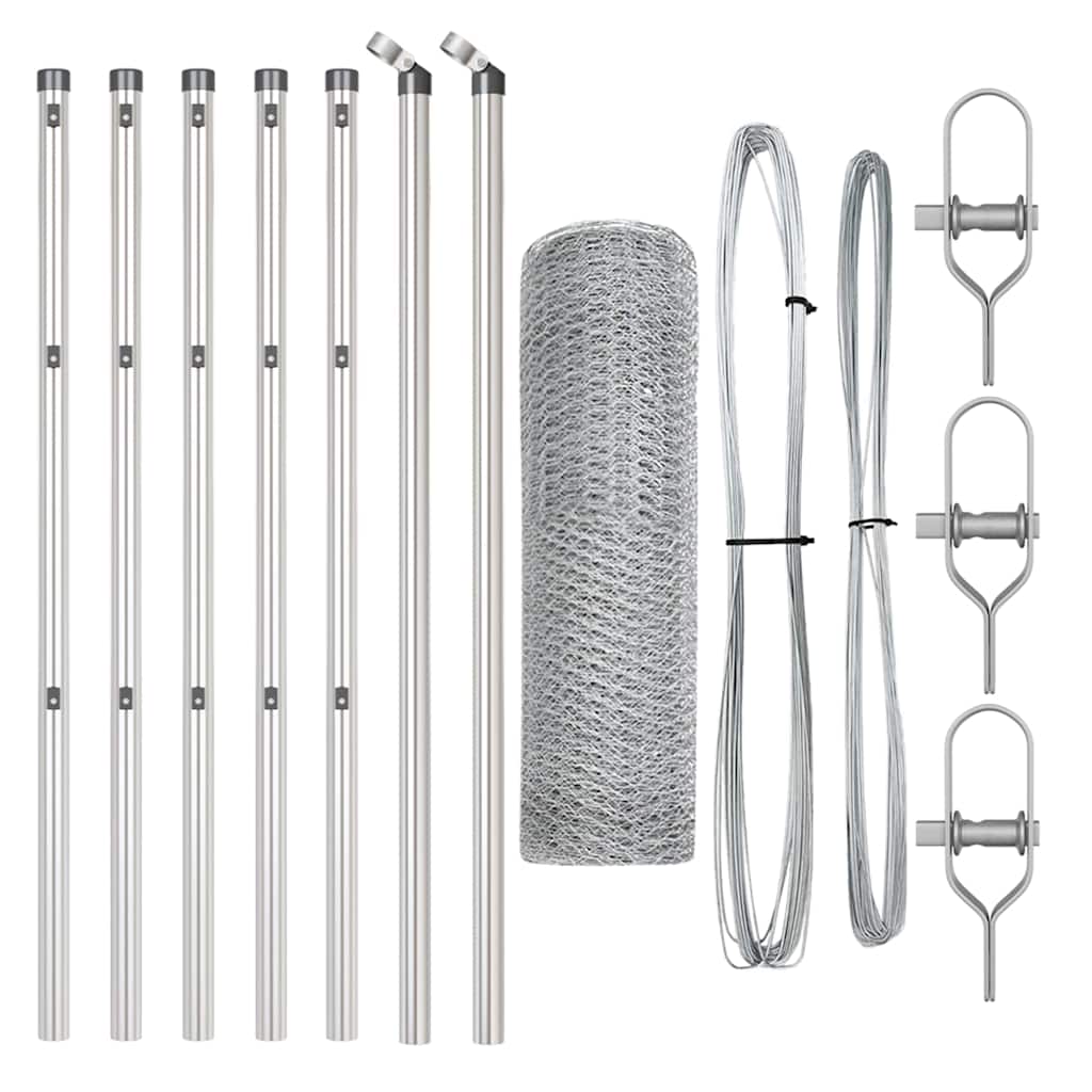 Hexagonal Fence Ground Fix 10 x 0.6 m Galvanised Steel Silver