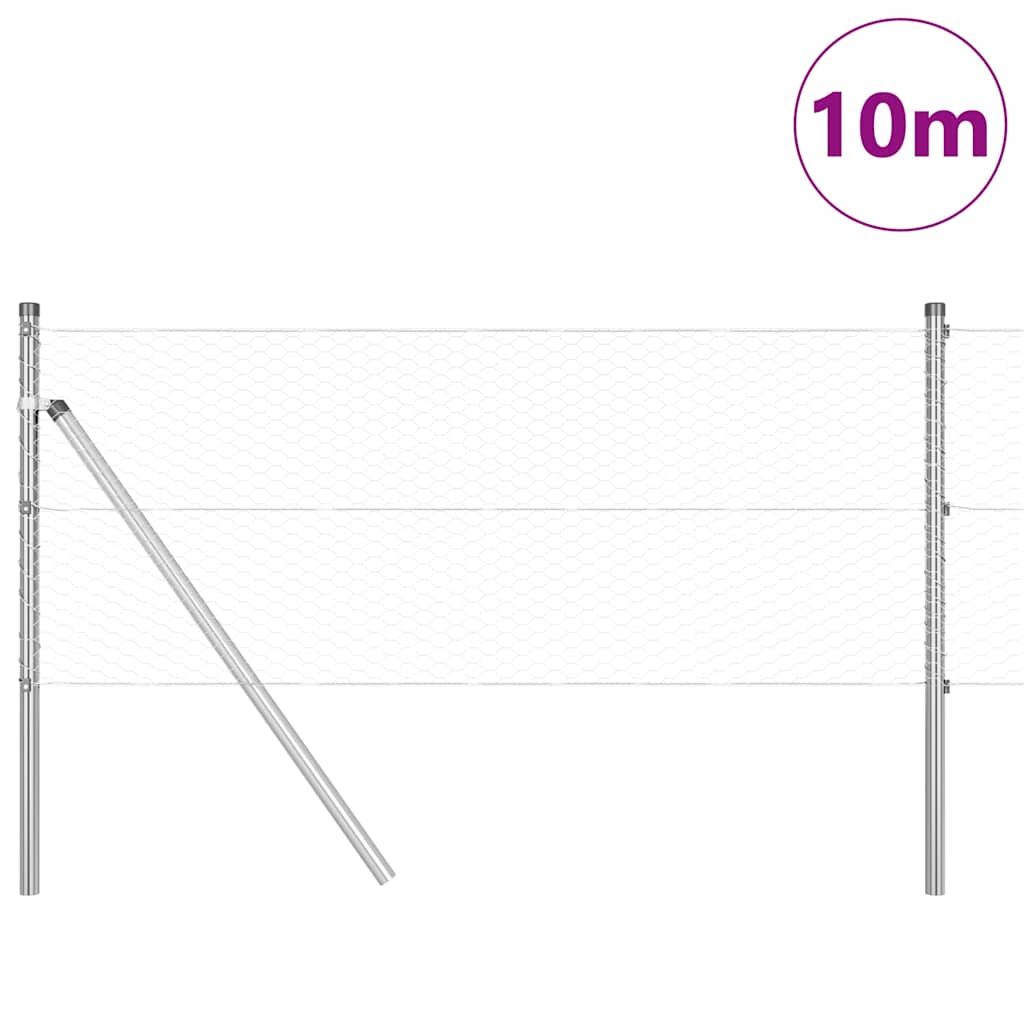 Hexagonal Fence Ground Fix 10 x 0.6 m Galvanised Steel Silver