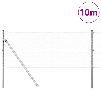 Hexagonal Fence Ground Fix 10 x 0.6 m Galvanised Steel Silver