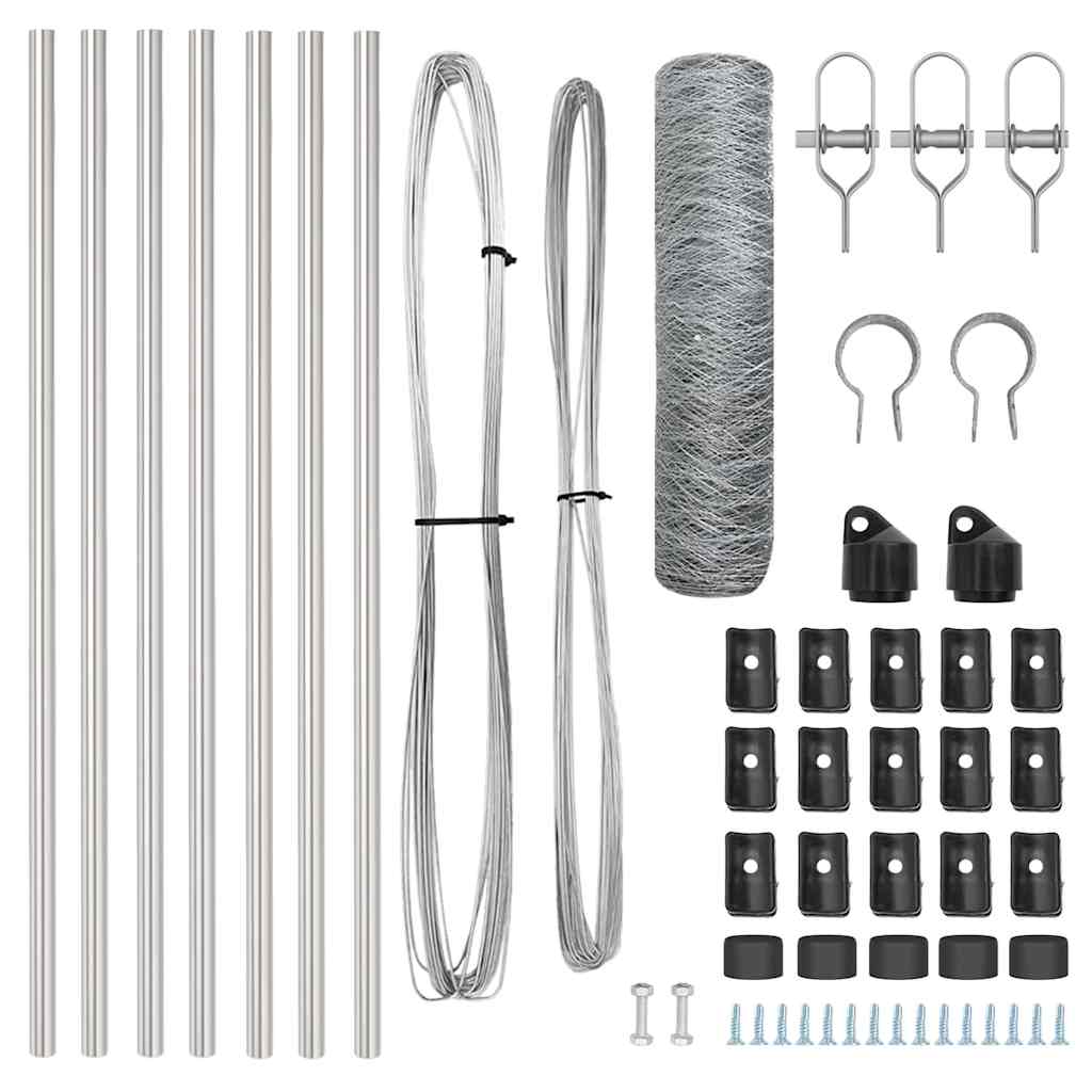 Hexagonal Fence Ground Fix 10 x 0.6 m Galvanised Steel Silver