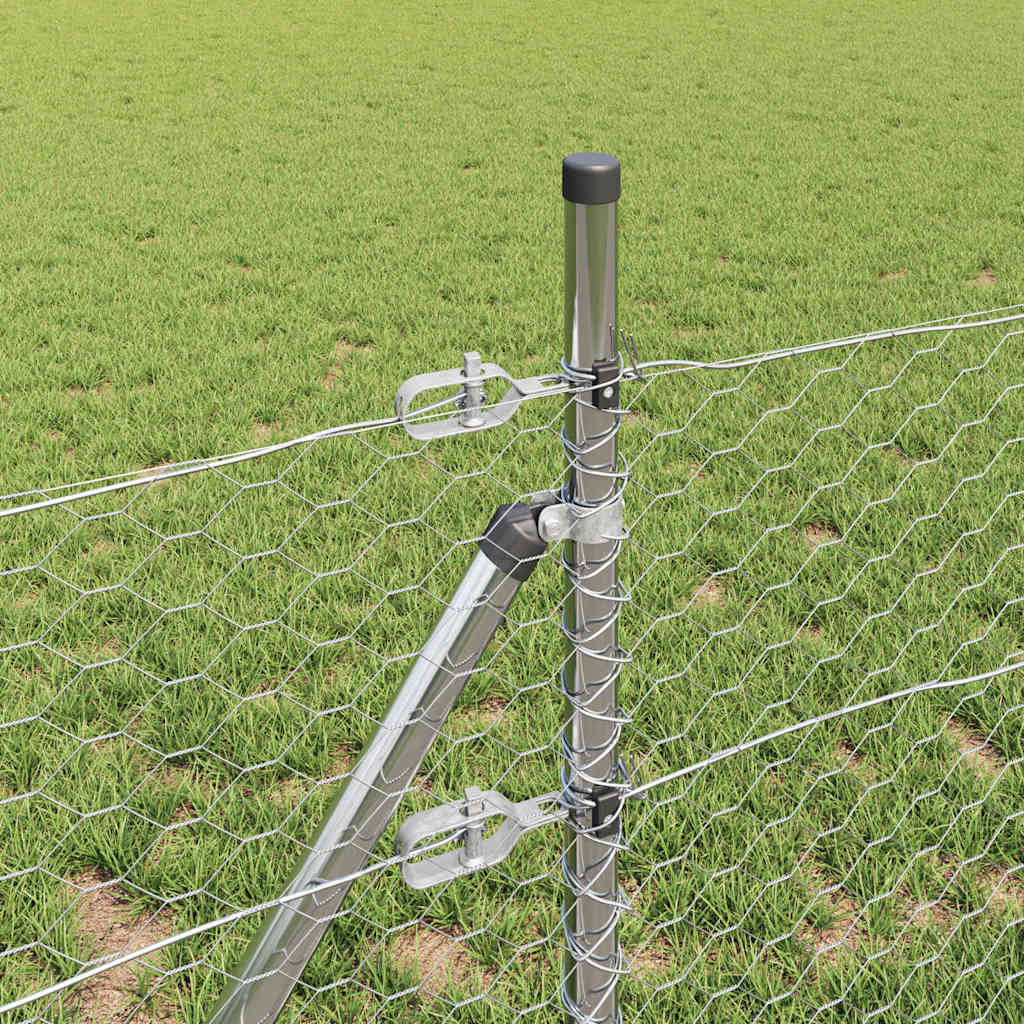 Hexagonal Fence Ground Fix 10 x 0.8 m Galvanised Steel Silver