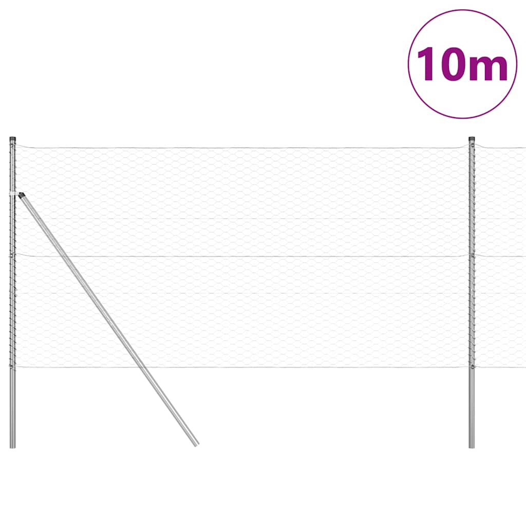 Hexagonal Fence Ground Fix 10 x 1 m Galvanised Steel Silver