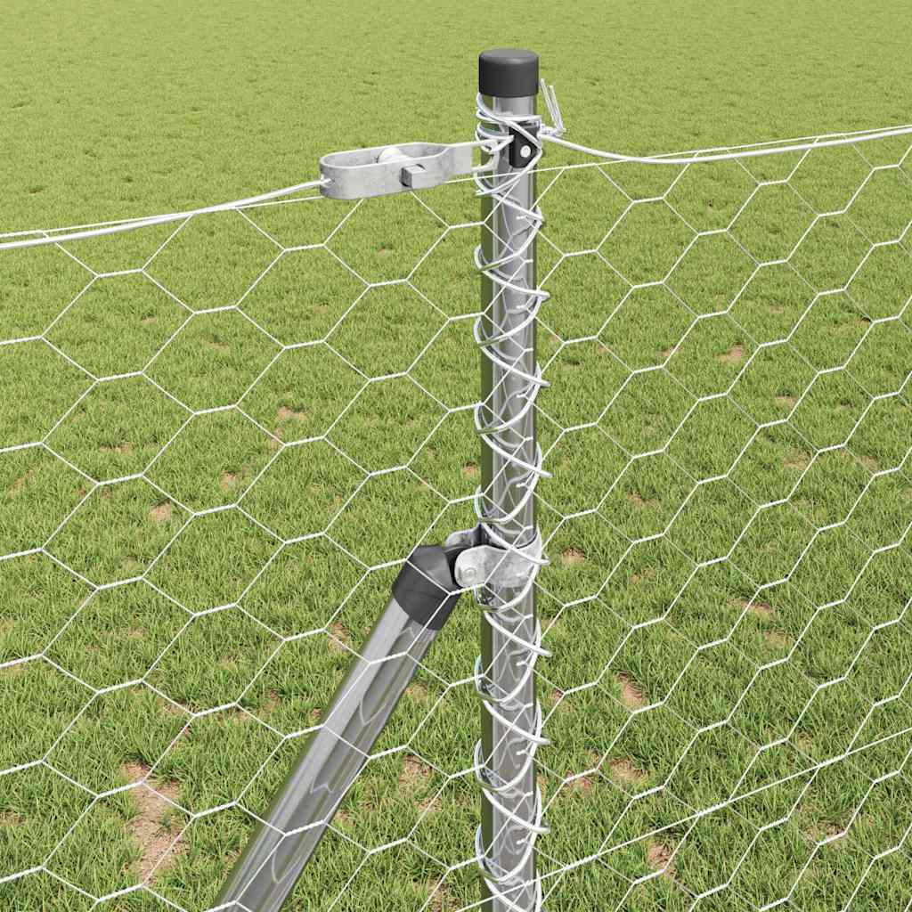 Hexagonal Fence Ground Fix 10 x 1 m Galvanised Steel Silver