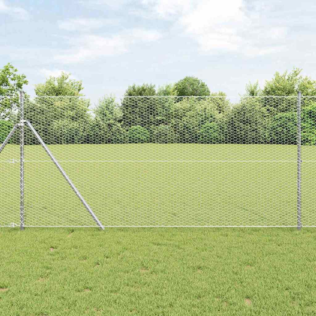 Hexagonal Fence Ground Fix 10 x 1.2 m Galvanised Steel Silver