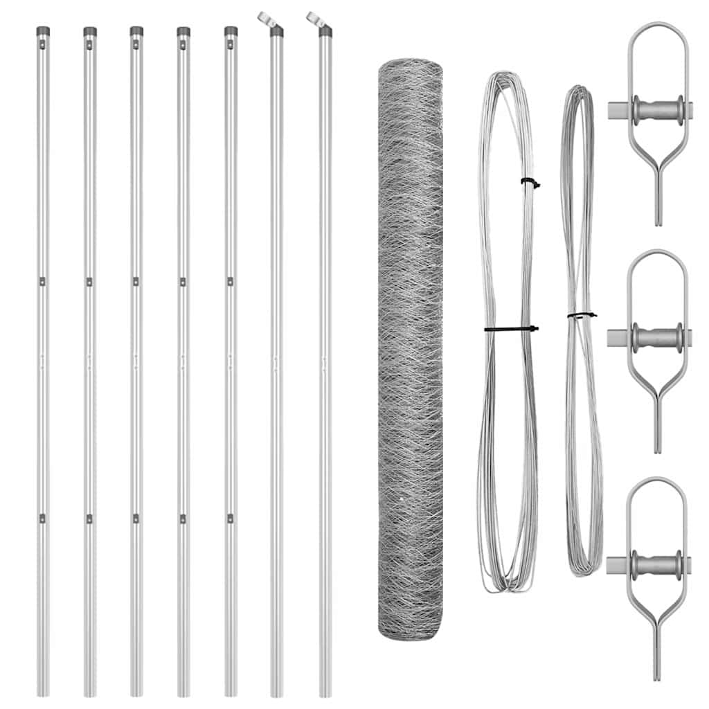 Hexagonal Fence Ground Fix 10 x 1.4 m Galvanised Steel Silver