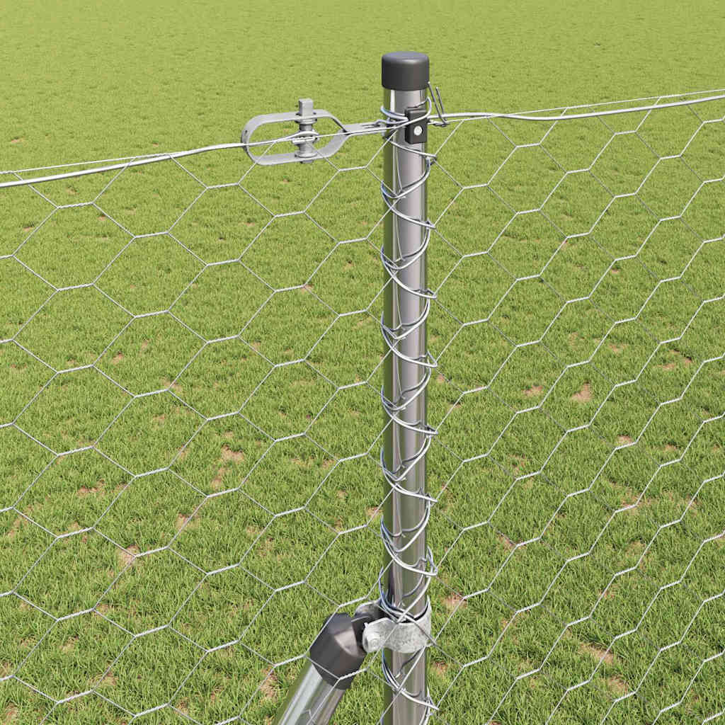 Hexagonal Fence Ground Fix 10 x 1.5 m Galvanised Steel Silver