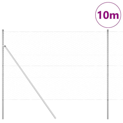 Hexagonal Fence Ground Fix 10 x 1.5 m Galvanised Steel Silver
