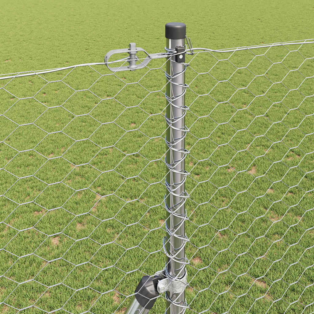 Hexagonal Fence Ground Fix 10 x 1.6 m Galvanised Steel Silver