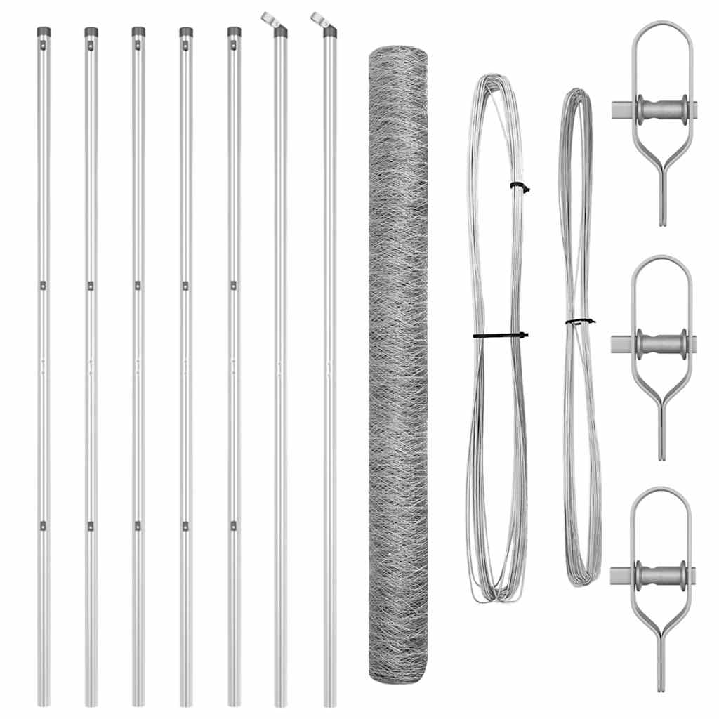 Hexagonal Fence Ground Fix 10 x 1.6 m Galvanised Steel Silver