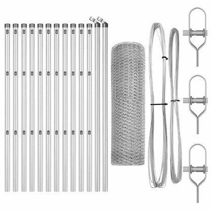 Hexagonal Fence Ground Fix 25 x 0.5 m Galvanised Steel Silver