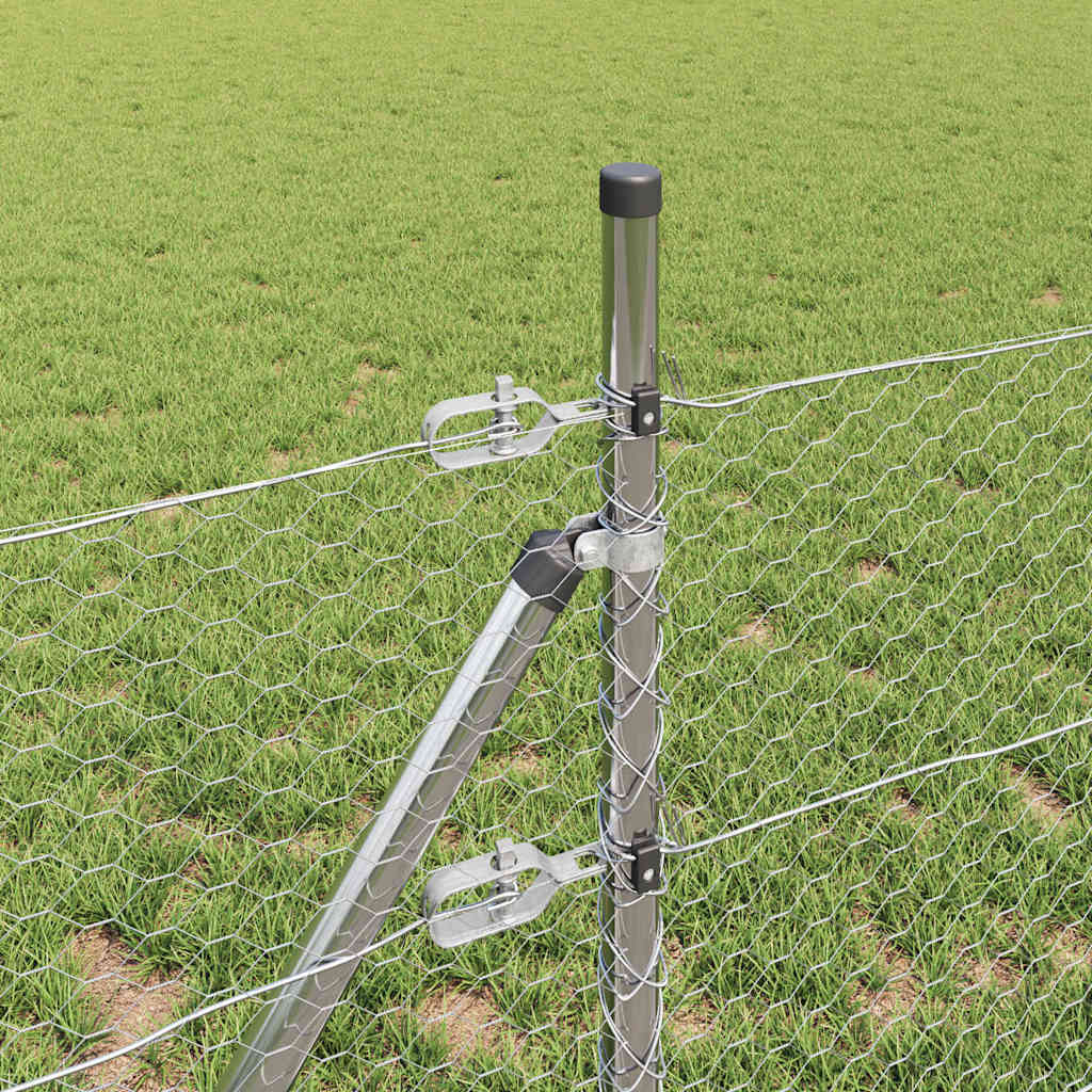 Hexagonal Fence Ground Fix 25 x 0.5 m Galvanised Steel Silver