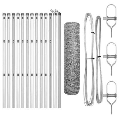 Hexagonal Fence Ground Fix 25 x 0.8 m Galvanised Steel Silver