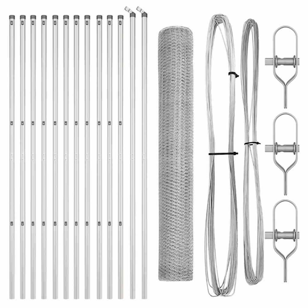 Hexagonal Fence Ground Fix 25 x 1 m Galvanised Steel Silver