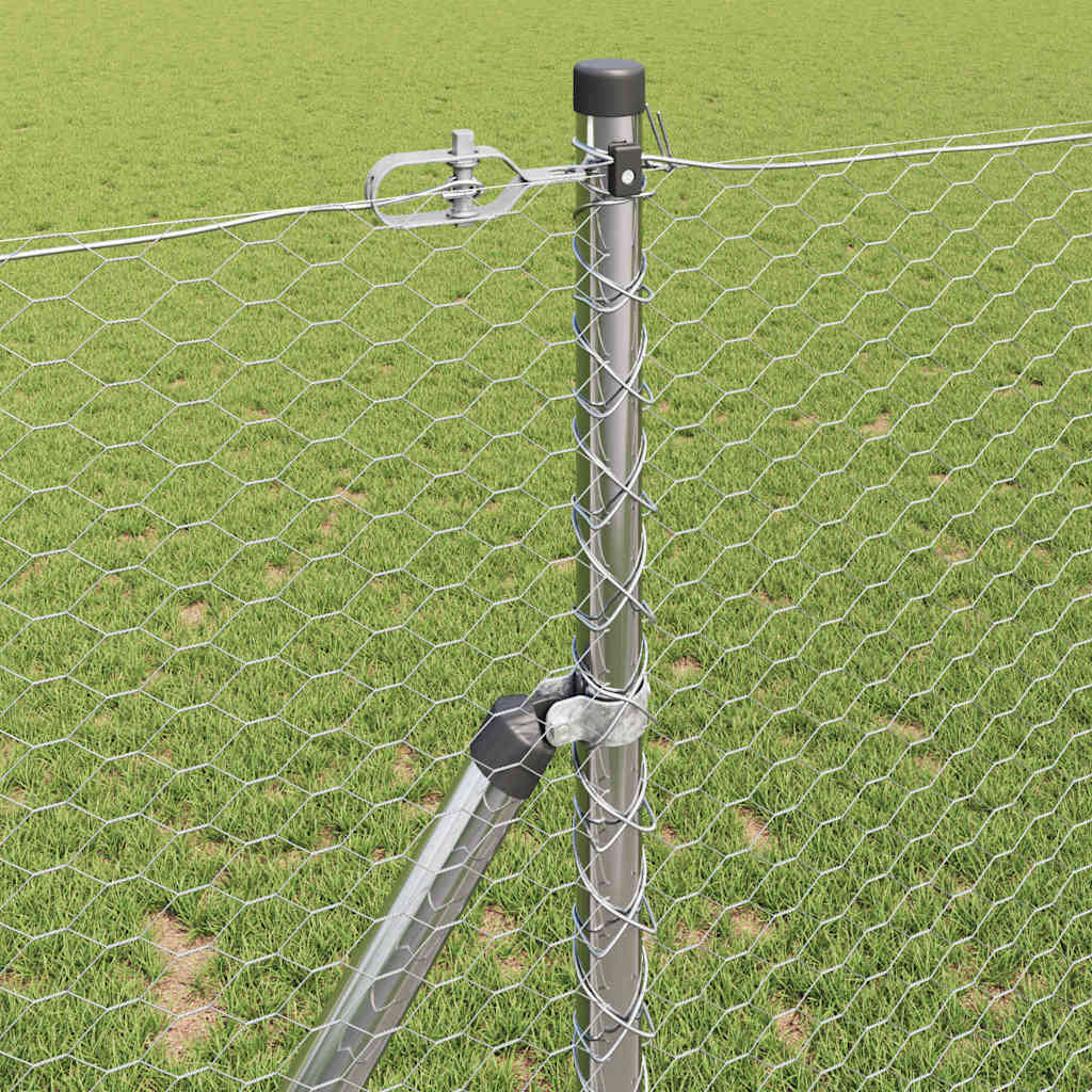 Hexagonal Fence Ground Fix 25 x 1 m Galvanised Steel Silver