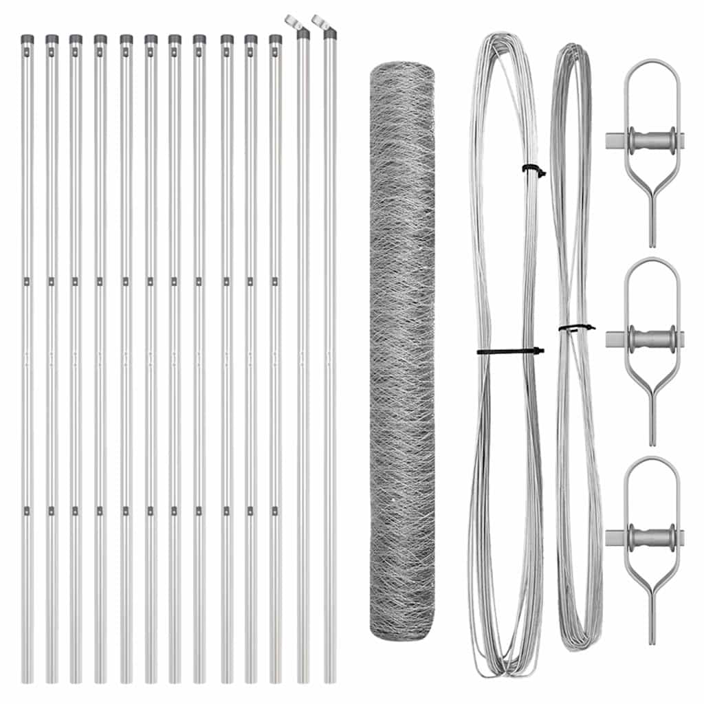 Hexagonal Fence Ground Fix 25 x 1 m Galvanised Steel Silver