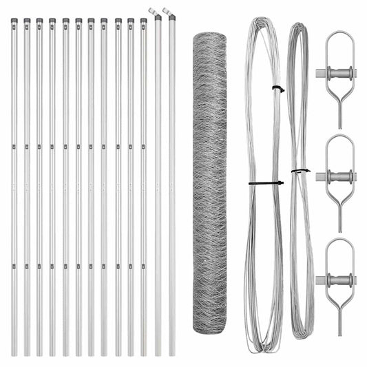 Hexagonal Fence Ground Fix 25 x 1.2 m Galvanised Steel Silver