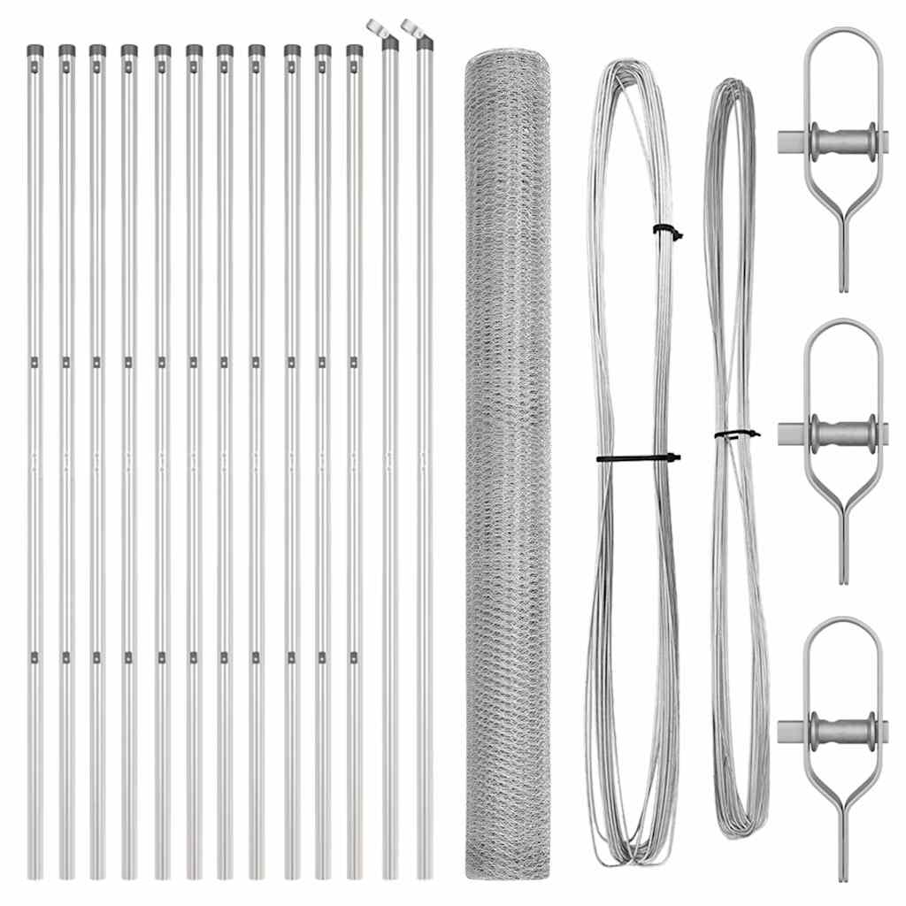 Hexagonal Fence Ground Fix 25 x 1.5 m Galvanised Steel Silver