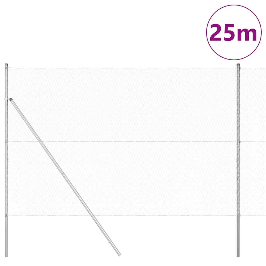 Hexagonal Fence Ground Fix 25 x 1.5 m Galvanised Steel Silver