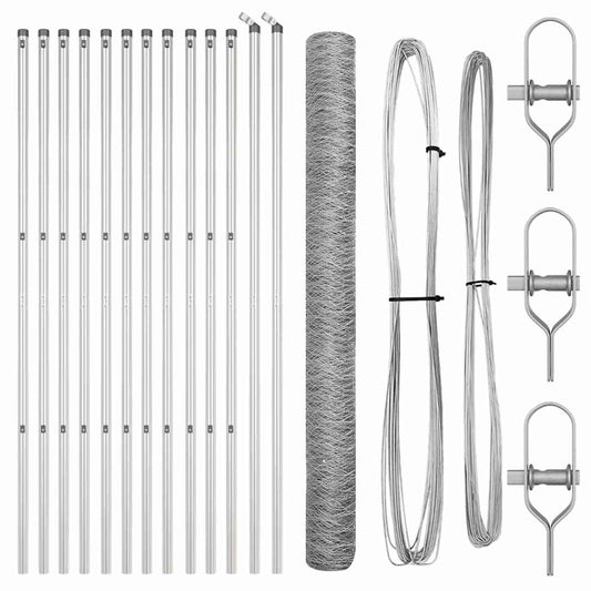 Hexagonal Fence Ground Fix 25 x 1.5 m Galvanised Steel Silver