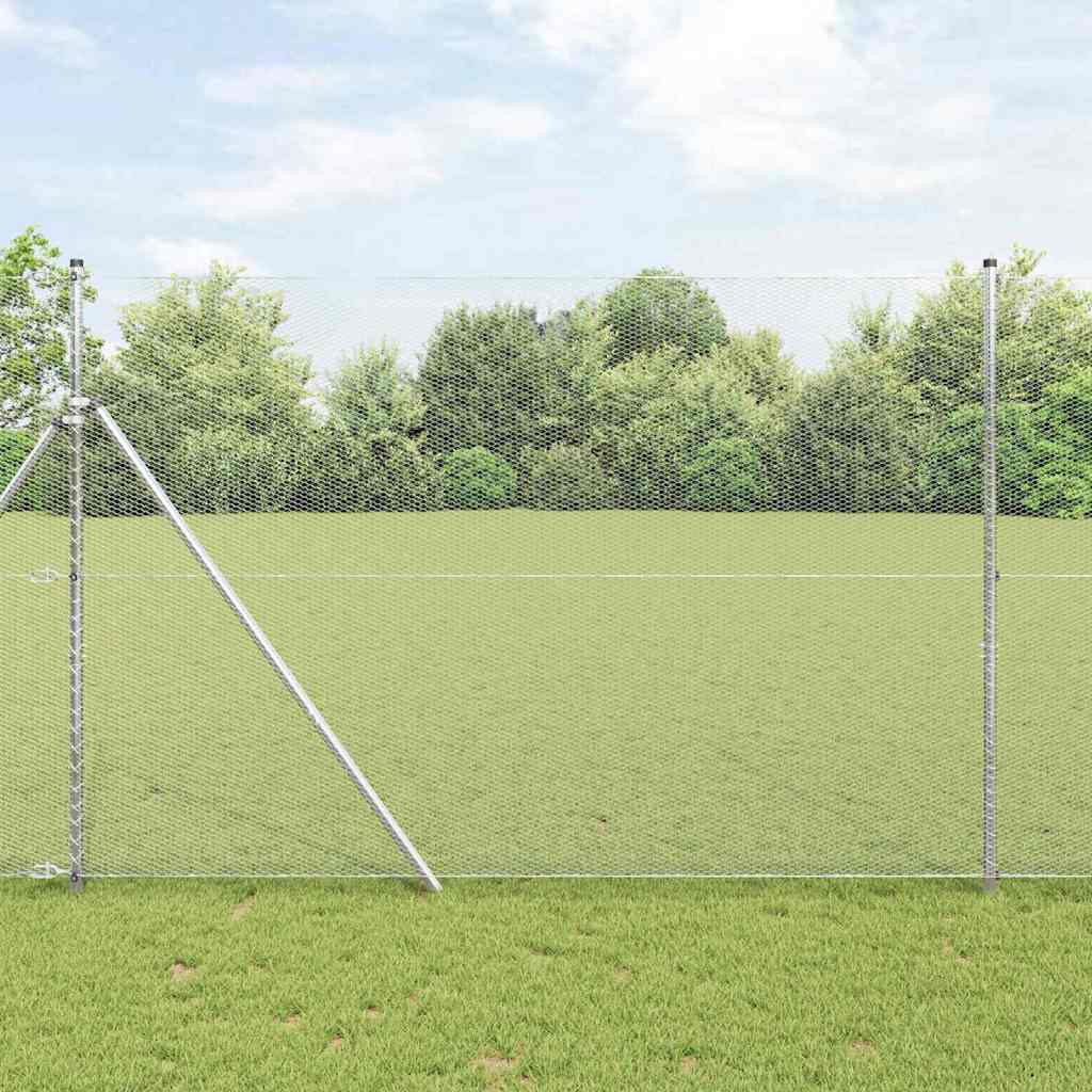 Hexagonal Fence Ground Fix 25 x 1.6 m Galvanised Steel Silver