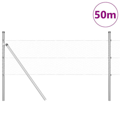 Hexagonal Fence Ground Fix 50 x 0.4 m Galvanised Steel Silver