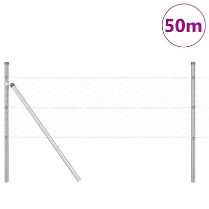 Hexagonal Fence Ground Fix 50 x 0.4 m Galvanised Steel Silver