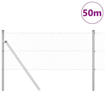 Hexagonal Fence Ground Fix 50 x 0.6 m Galvanised Steel Silver
