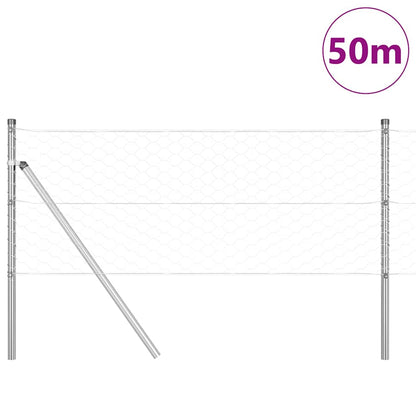 Hexagonal Fence Ground Fix 50 x 0.6 m Galvanised Steel Silver