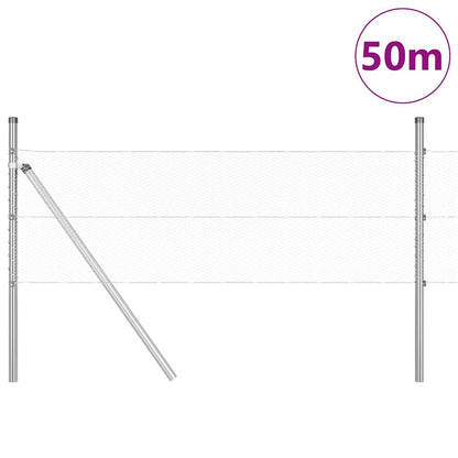 Hexagonal Fence Ground Fix 50 x 0.8 m Galvanised Steel Silver