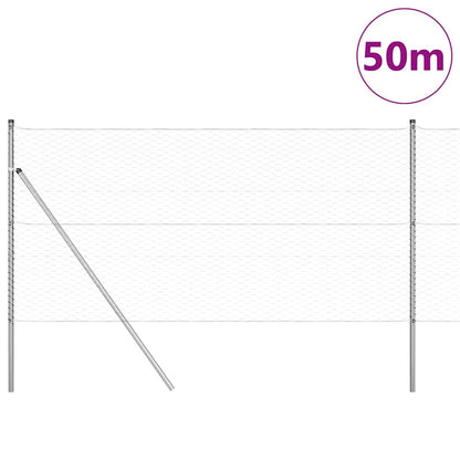 Hexagonal Fence Ground Fix 50 x 1.2 m Galvanised Steel Silver
