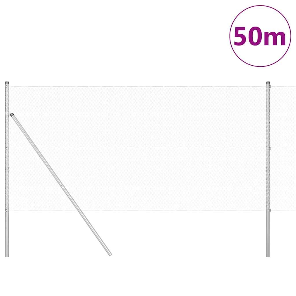 Hexagonal Fence Ground Fix 50 x 1.4 m Galvanised Steel Silver