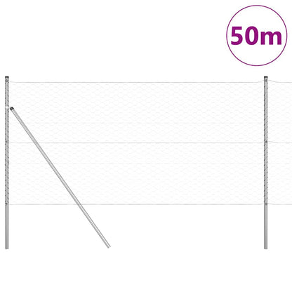 Hexagonal Fence Ground Fix 50 x 1.4 m Galvanised Steel Silver