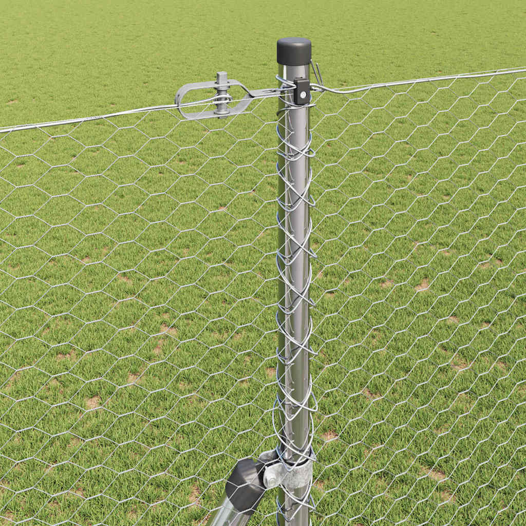 Hexagonal Fence Ground Fix 50 x 1.5 m Galvanised Steel Silver