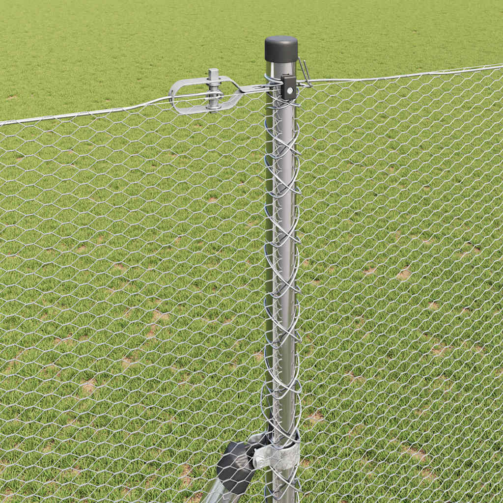 Hexagonal Fence Ground Fix 50 x 1.6 m Galvanised Steel Silver