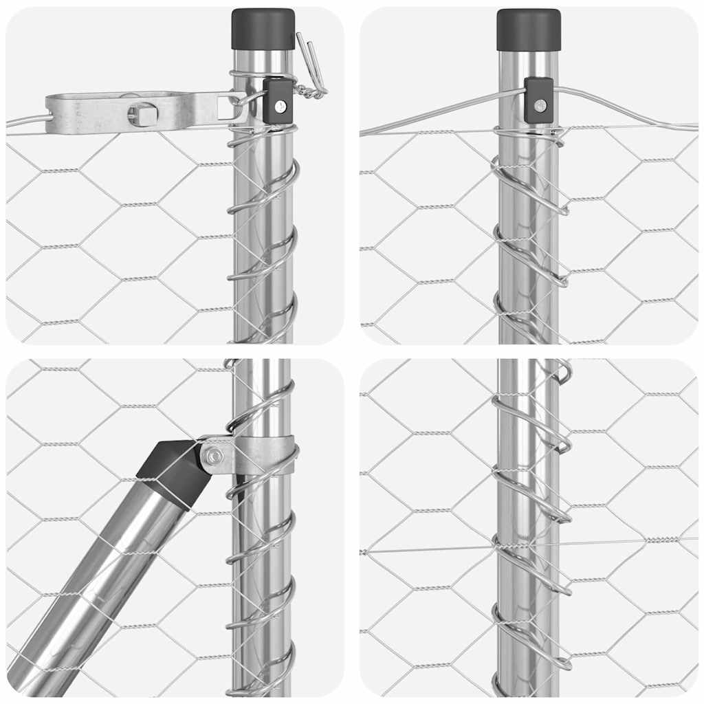 Hexagonal Fence Ground Fix 100 x 0.4 m Galvanised Steel Silver