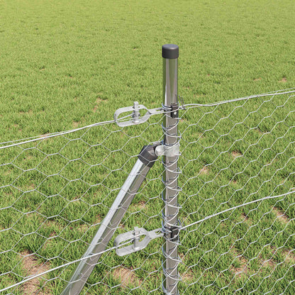 Hexagonal Fence Ground Fix 100 x 0.4 m Galvanised Steel Silver