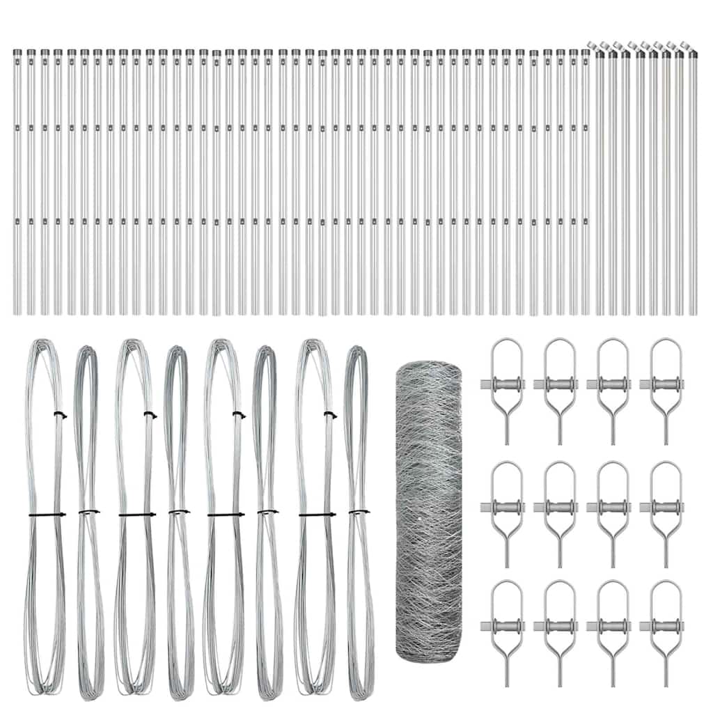 Hexagonal Fence Ground Fix 100 x 0.6 m Galvanised Steel Silver