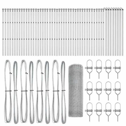 Hexagonal Fence Ground Fix 100 x 0.8 m Galvanised Steel Silver