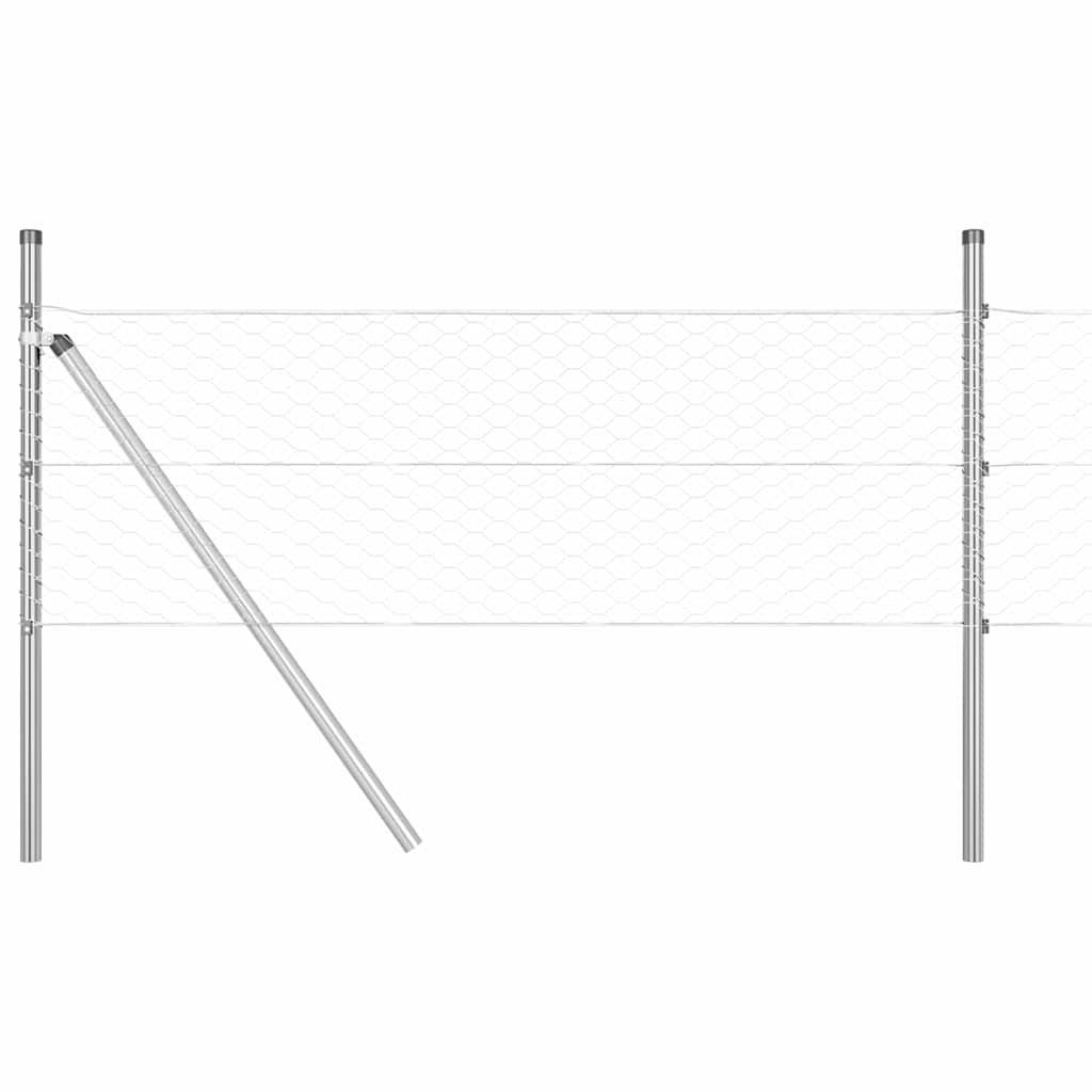 Hexagonal Fence Ground Fix 100 x 0.8 m Galvanised Steel Silver