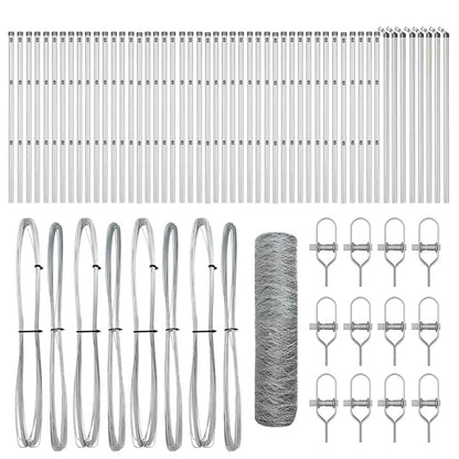 Hexagonal Fence Ground Fix 100 x 0.8 m Galvanised Steel Silver