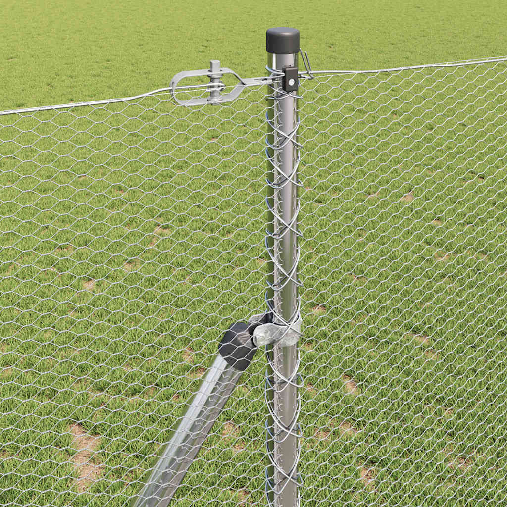Hexagonal Fence Ground Fix 100 x 1 m Galvanised Steel Silver