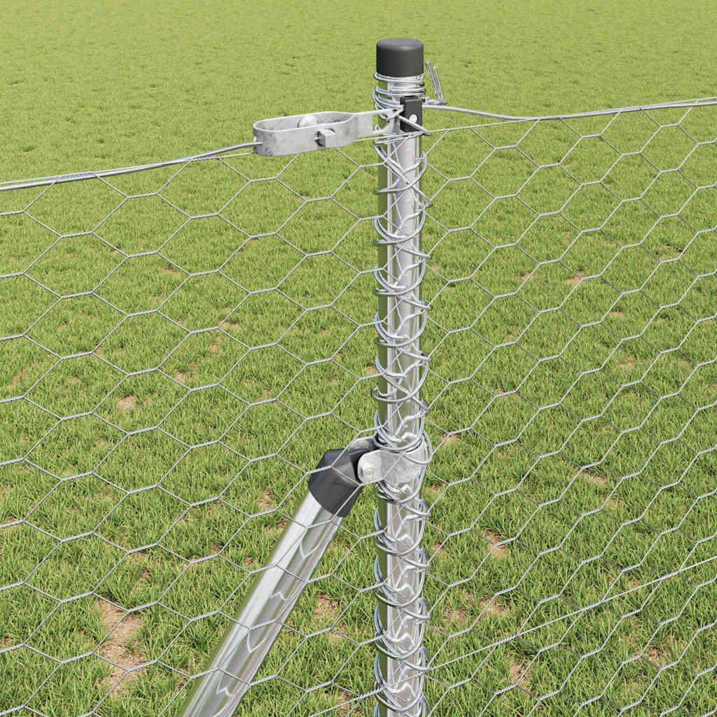 Hexagonal Fence Ground Fix 100 x 1 m Galvanised Steel Silver
