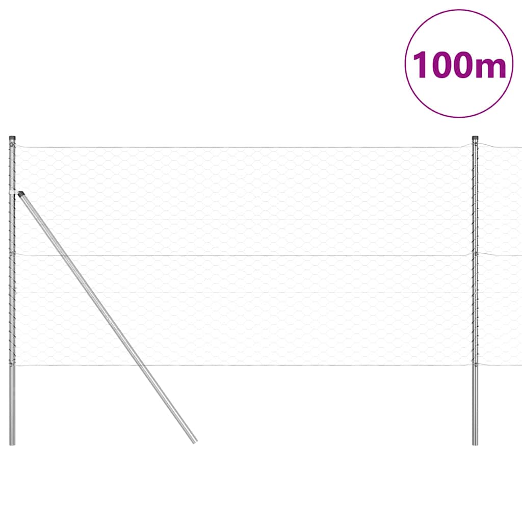 Hexagonal Fence Ground Fix 100 x 1.2 m Galvanised Steel Silver