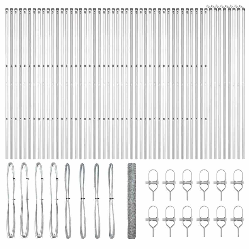 Hexagonal Fence Ground Fix 100 x 1.4 m Galvanised Steel Silver