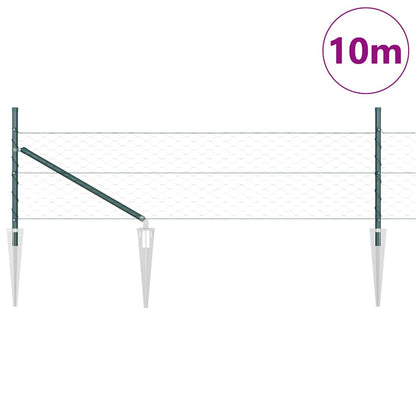 Hexagonal Fence with Post 10 x 0.4 m PVC-Coated Steel Green