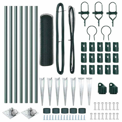 Hexagonal Fence with Post 10 x 0.5 m PVC-Coated Steel Green