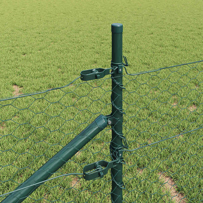 Hexagonal Fence with Post 10 x 0.5 m PVC-Coated Steel Green