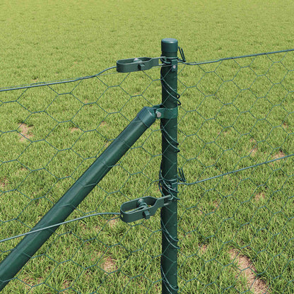 Hexagonal Fence with Post 10 x 0.6 m PVC-Coated Steel Green