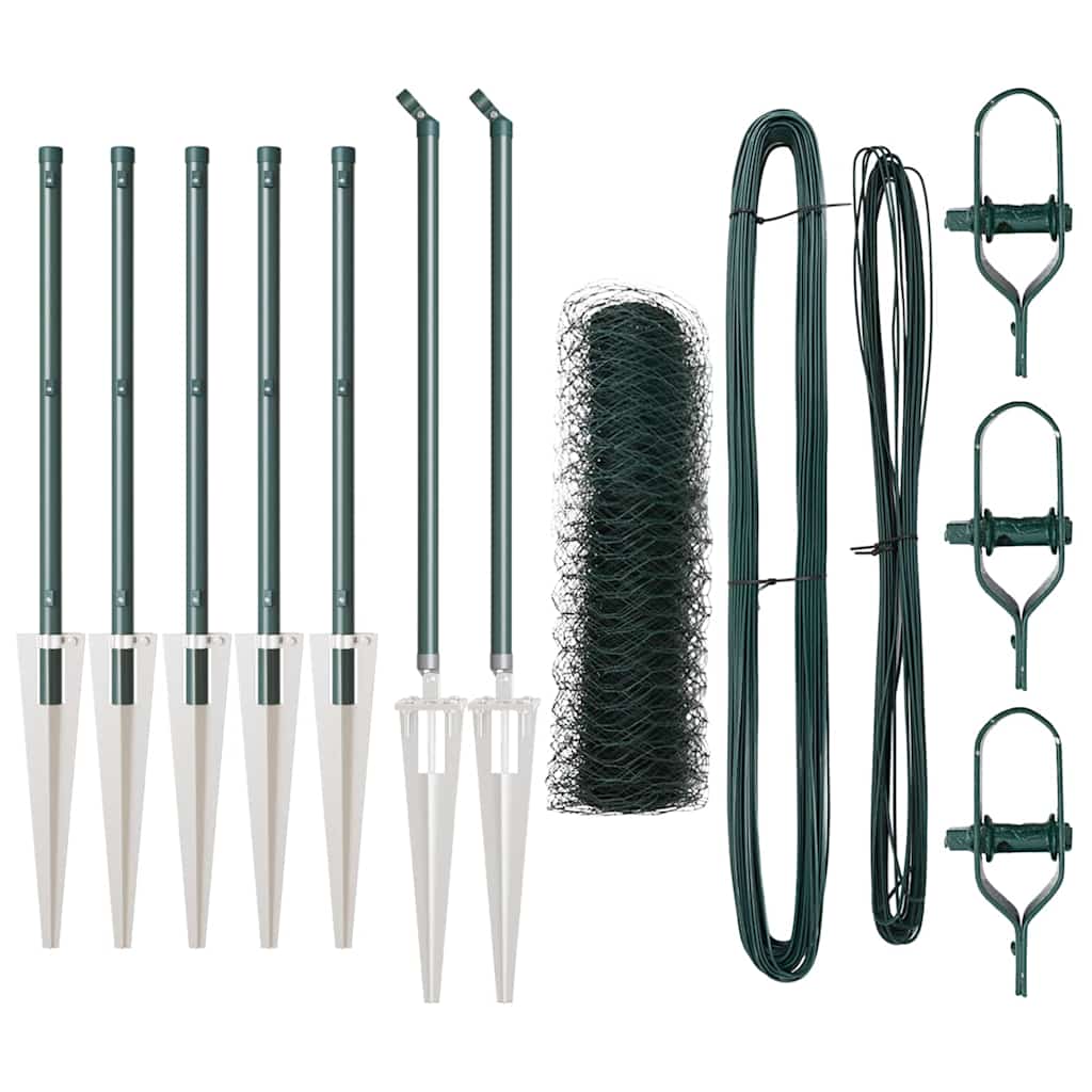 Hexagonal Fence with Post 10 x 0.8 m PVC-Coated Steel Green